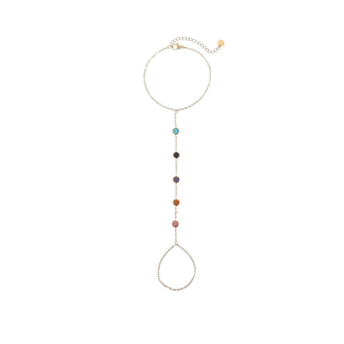 Fashionable OL Style Geometric Stainless Steel Y-Necklace with Colorful Zircon Inlay for Women