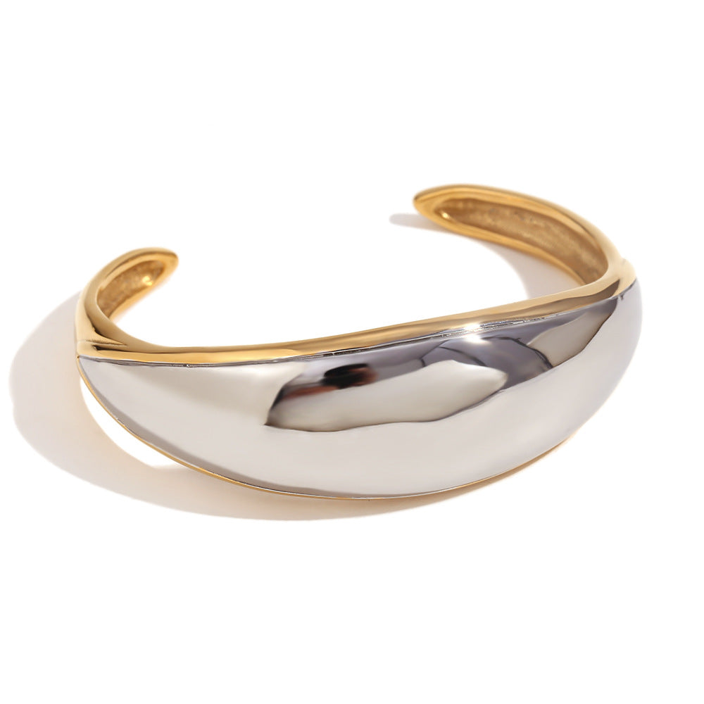Bracciale Minimalista Bicolore in Acciaio Inossidabile con Placcatura in Oro 18K da Donna