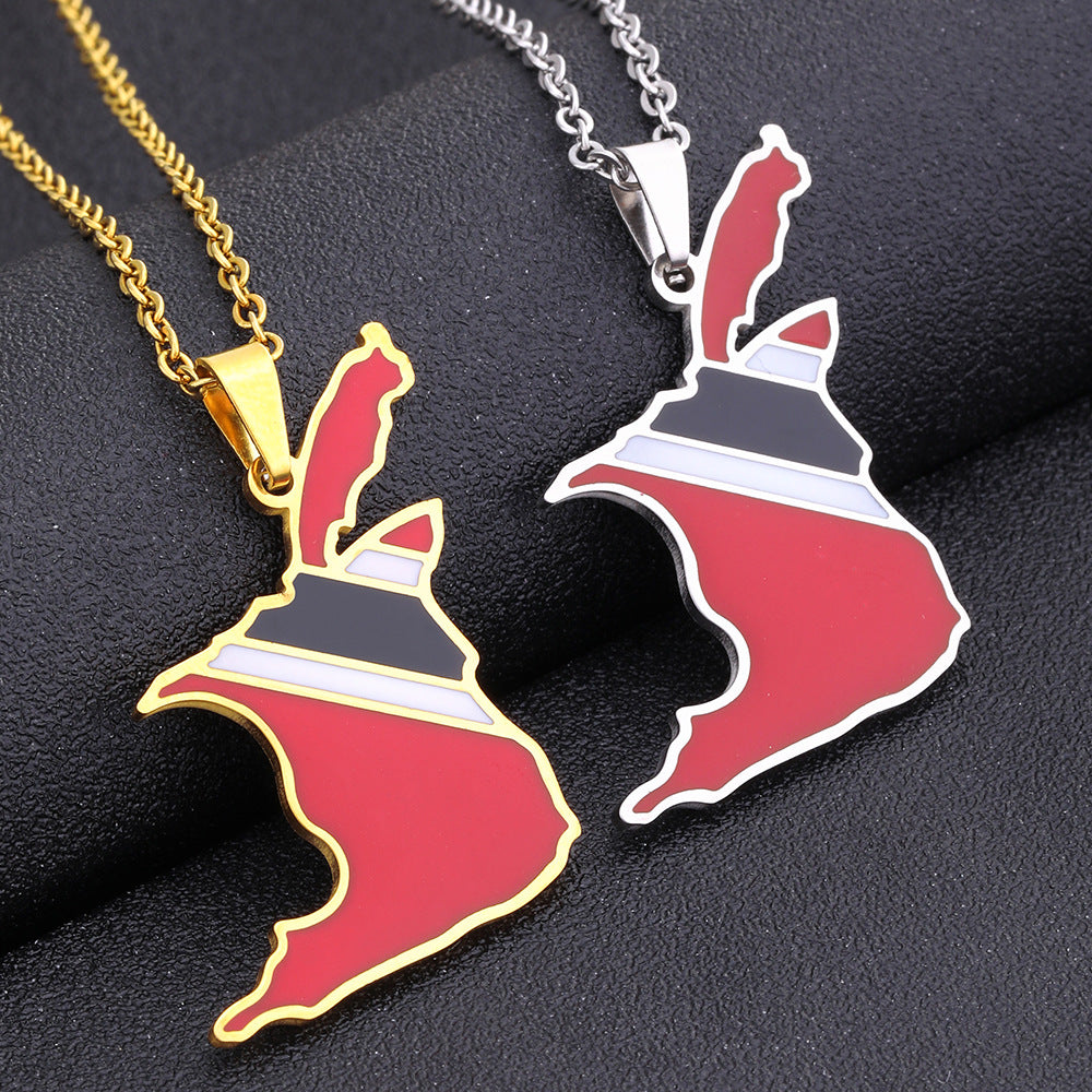 Collar con Colgante Geométrico de Moda de Acero de Titanio con Acabado Esmaltado para Unisex, Estilo Cadena O