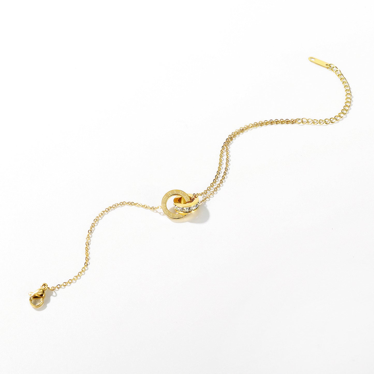 Bracciale Minimalista in Acciaio al Titanio a Forma di Cuore Placcato per Donna con Design Geometrico, Delicata Cavigliera e Stella Portafortuna