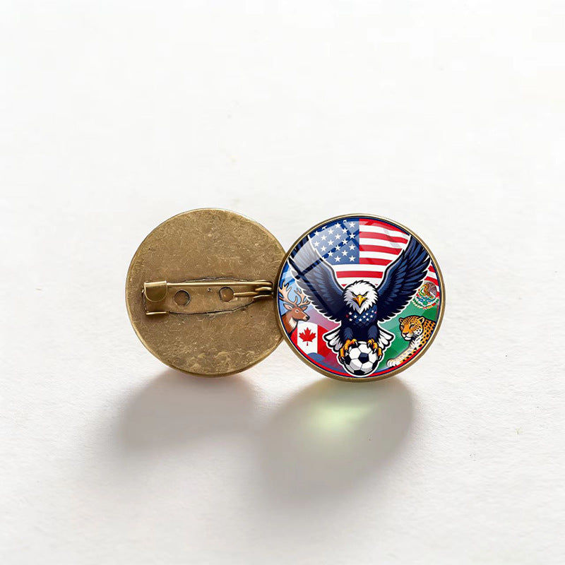 Vintage Bronze Plated Alloy Round Geometric Brooch Pin Unisex Fashion Accessory