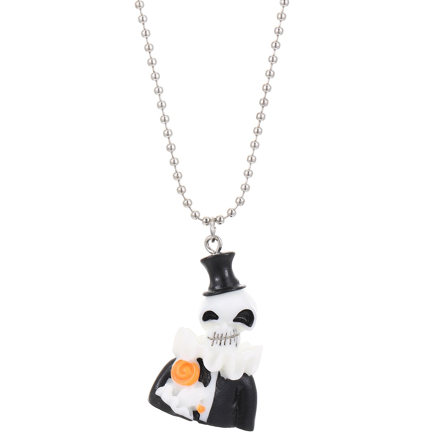 Collar con colgante de fantasma y calabaza de Halloween en resina con acabado chapado, joyería minimalista de moda para las fiestas para unisex