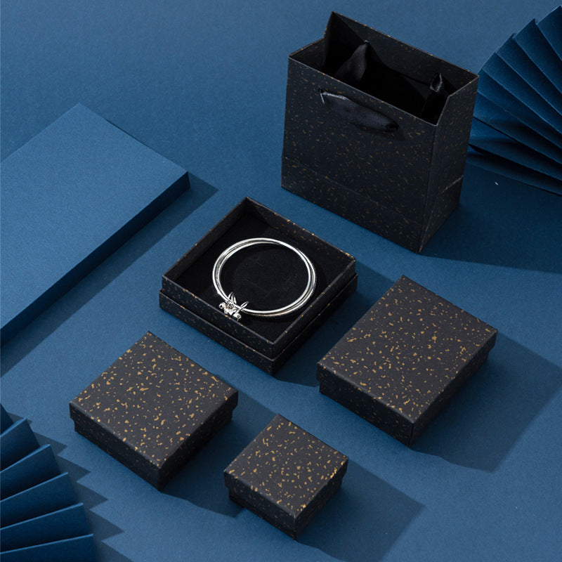 Elegante caja de regalo de joyería negra y dorada para pendientes, collares, anillos y pulseras, exhibición de empaque y almacenamiento