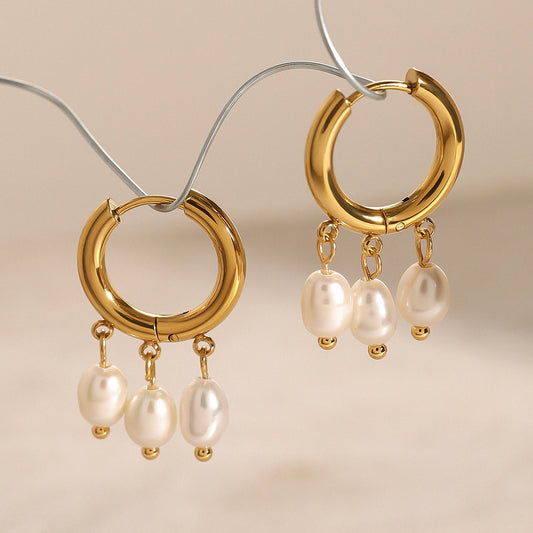 Geometric Stainless Steel Ear Studs with Gold Plating for Women, Minimalist Fashion Jewelry