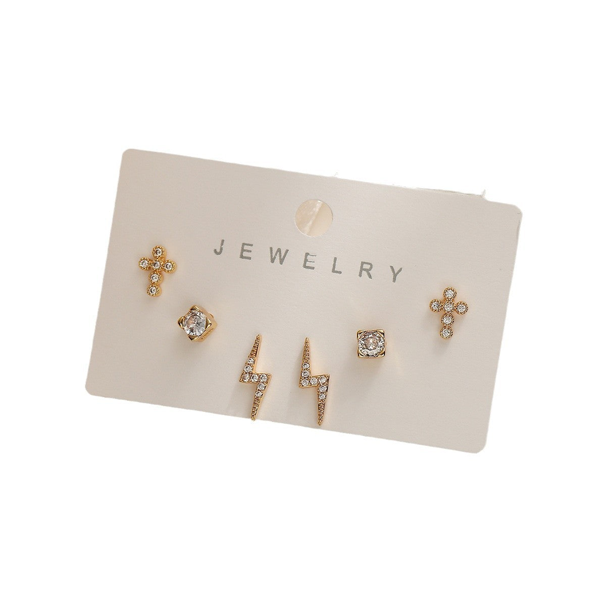 Minimalist Geometric Copper Earrings with 18K Gold Plating and Micro-Paved Zirconia for Women