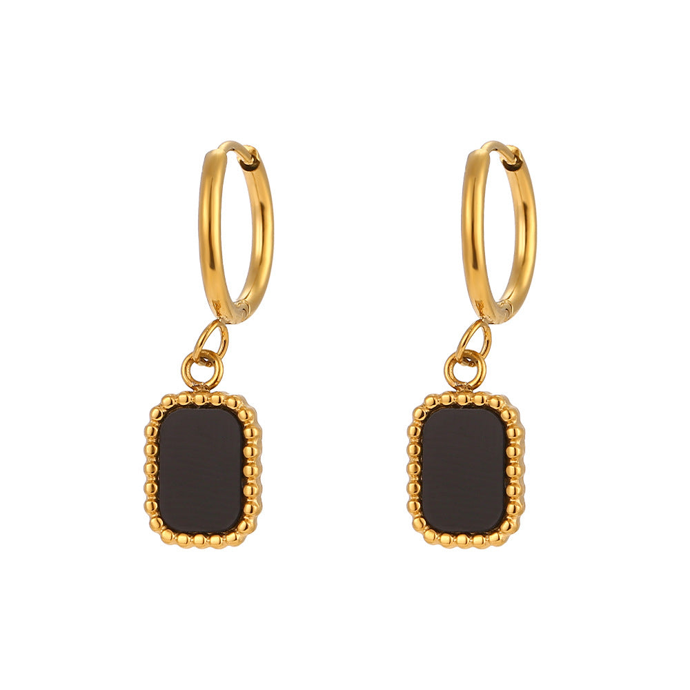 Vintage-Inspired Geometric Shell-Shaped Earrings in Stainless Steel with 18K Gold Plating for Women