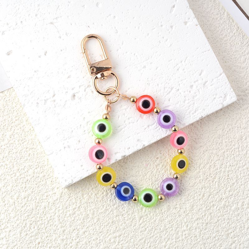 Vintage Ethnic Resin Evil Eye Keychain Pendant Charm