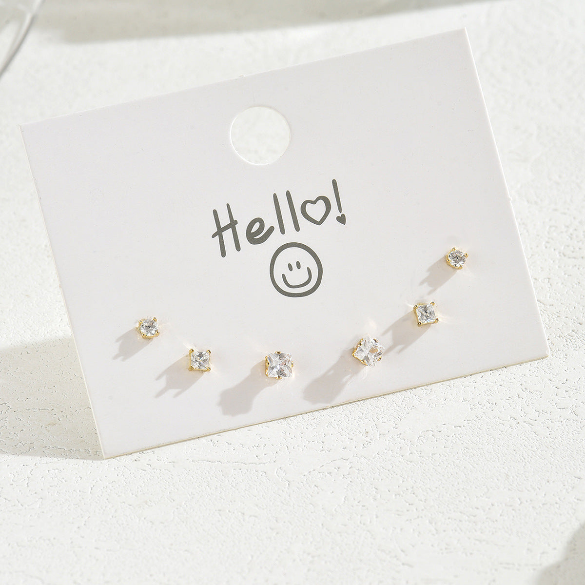 Orecchini a perno da donna minimalisti in stile coreano con fiocco a stella, strass, design geometrico e a forma di diamante