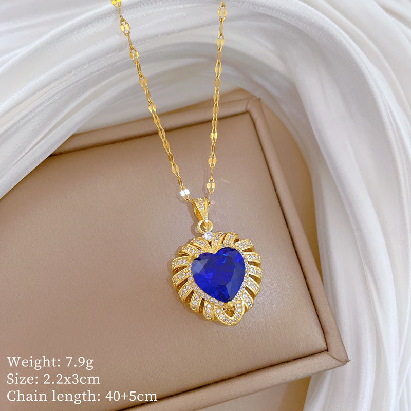 Sweet Minimalist Animal Shape Micro-Inlaid Cubic Zirconia Brass Pendant Titanium Steel Necklace for Unisex