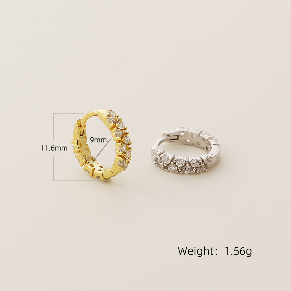 Pendientes de Tachuela Geométricos Minimalistas de Plata de Ley 925 con Baño para Mujer