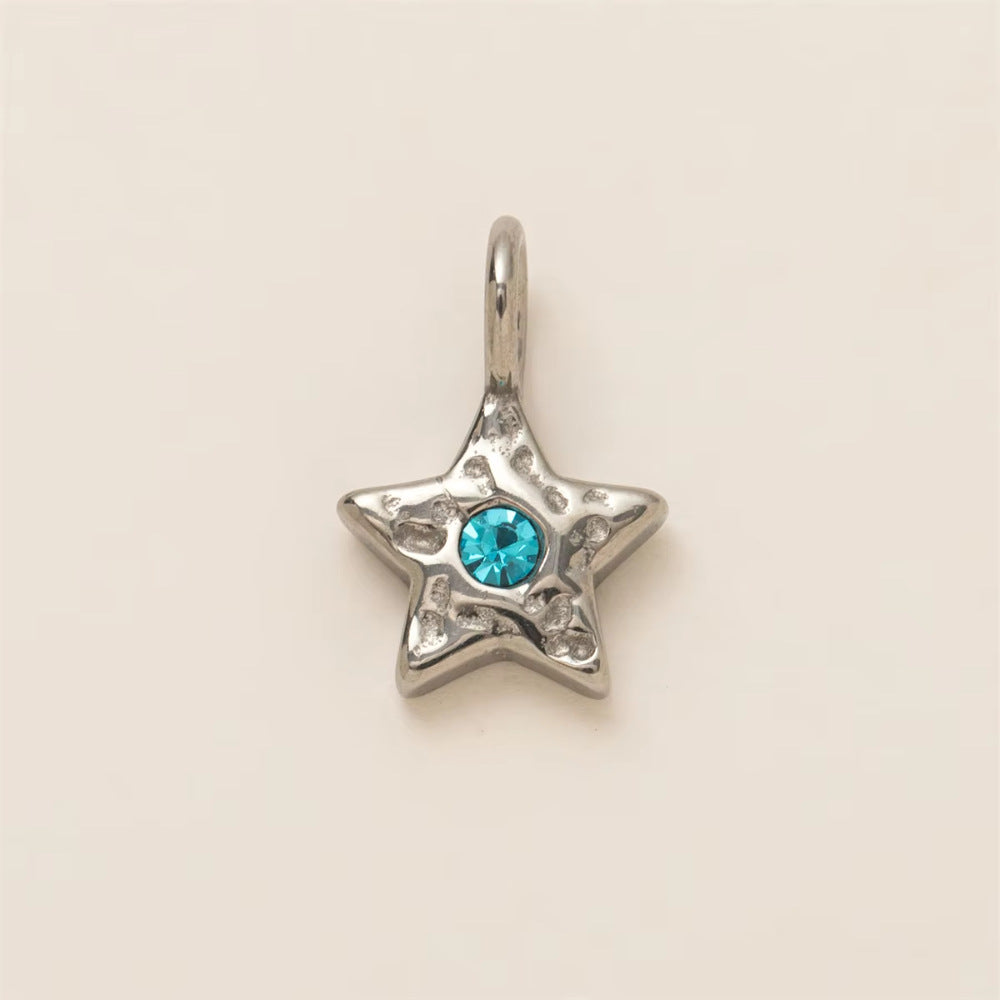 Vintage Stainless Steel Star Snowflake Pendant Charm Bar PVD 18K Gold Plated for Women
