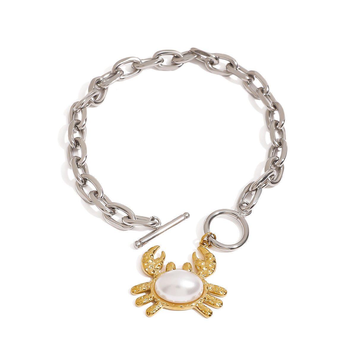 Minimalist Titanium Steel Crab Animal Pendant Necklace Bracelet Earrings Set Plated Ocean Theme Jewelry for Women
