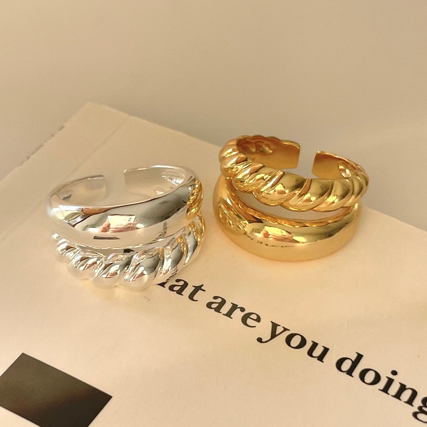 Anillo de plata de ley 925 con forma geométrica irregular minimalista para mujer