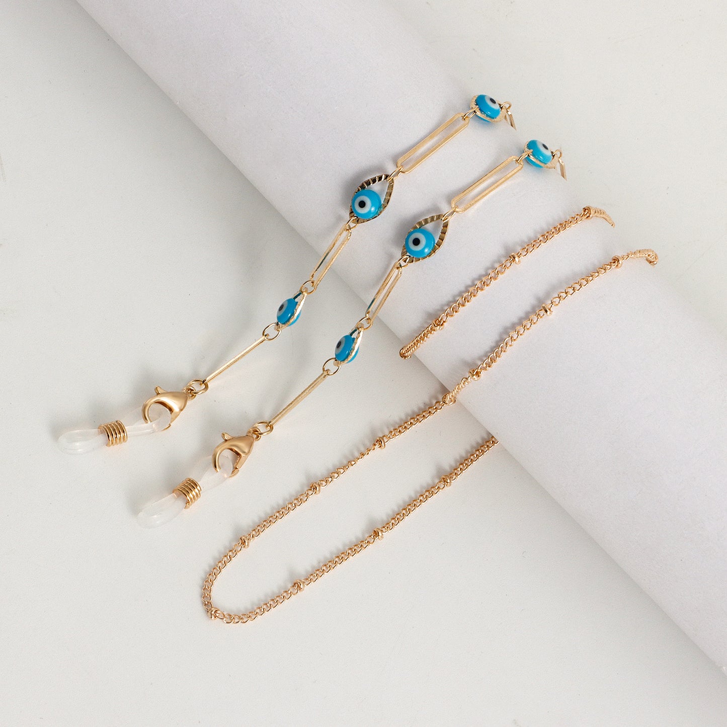 Fashion Colorful Evil Eye Handmade Metal Glasses Chain for Women