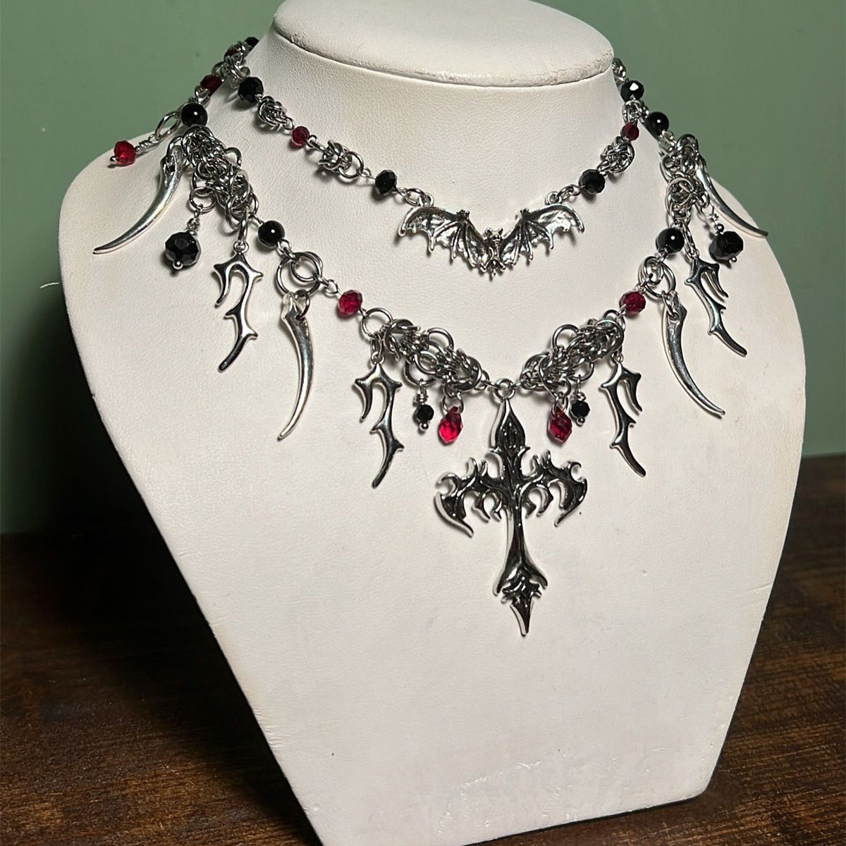 Gothic Style Cross Pendant Necklace for Women with Alloy Material and Electroplated Finish on Standard Chain