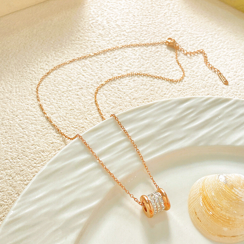 Minimalist Luxury Gold Plated Titanium Steel Geometric Rhinestone Necklace for Unisex