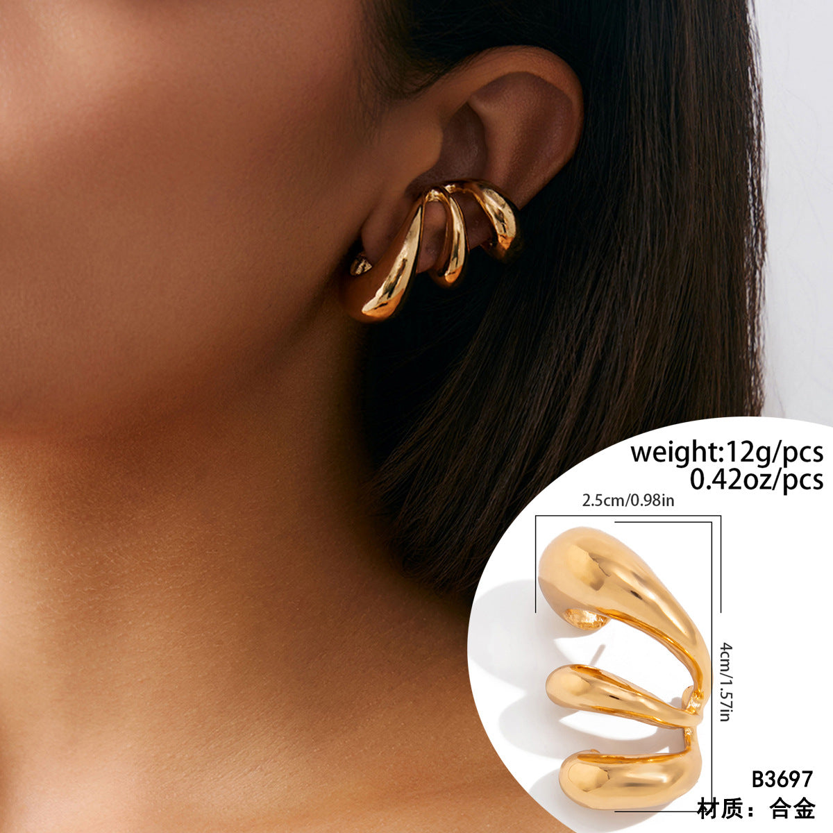 Retro Punk Geometric Drop Earrings in Alloy with Electroplated Finish for Women