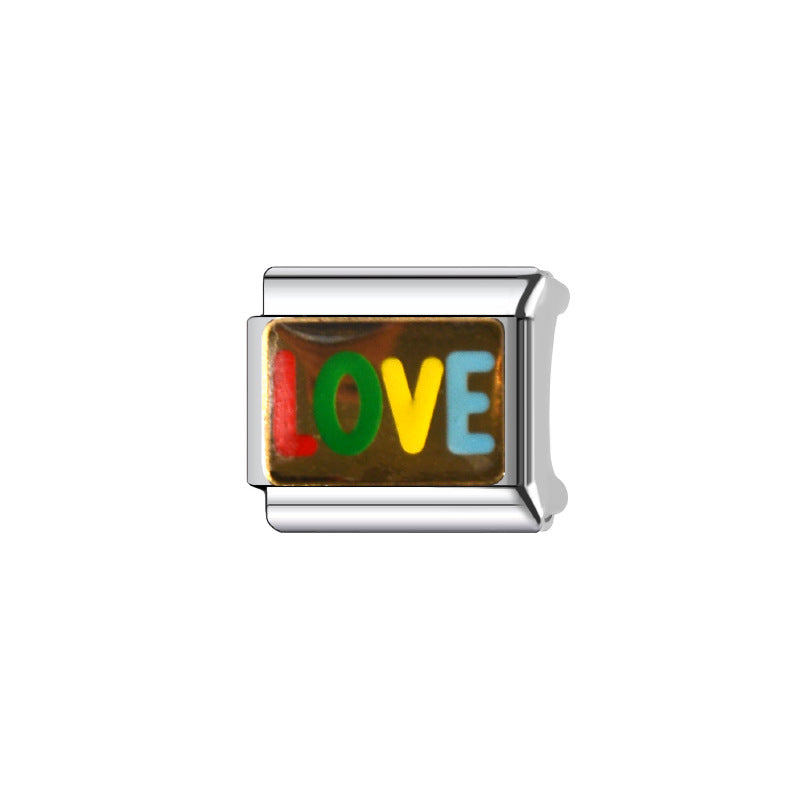 Sweet Stainless Steel Plated DIY Charm Bar Bracelet with Geometric Heart Star Letter Shapes for Unisex