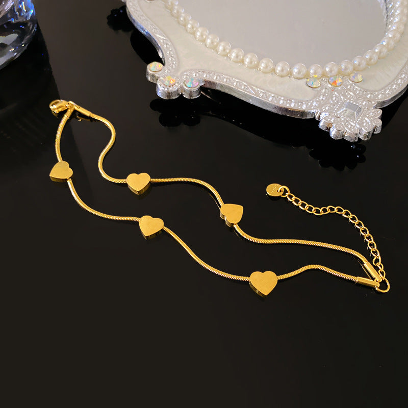 Casual Plated Titanium Steel Star Butterfly Snake Chain Double Layer Bracelet