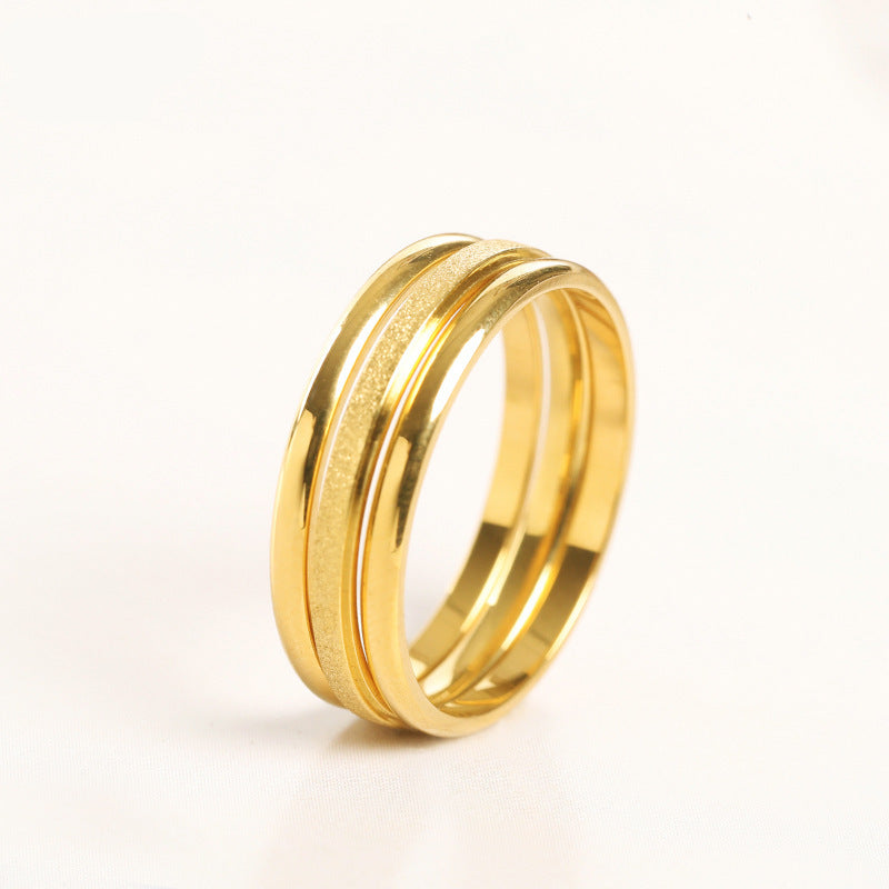 Minimalist Geometric Titanium Steel Ring for Women with Gold Plating Fashionable Index Finger Band
