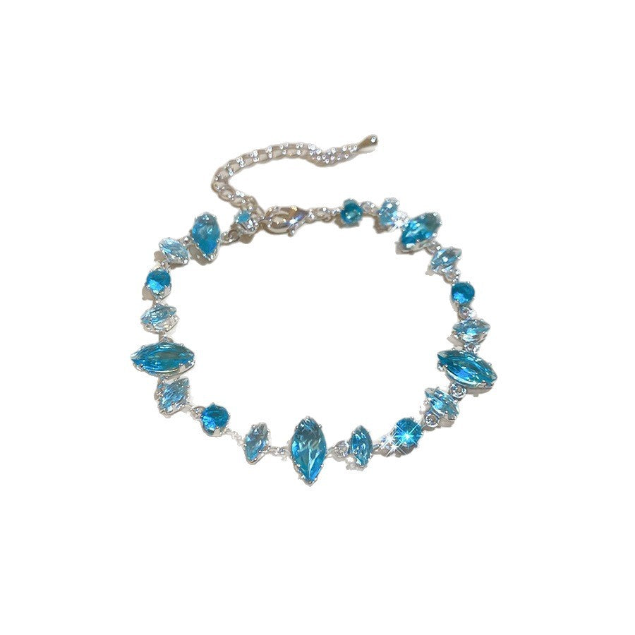 Luxury Elegant Brass Plated Crystal Cubic Zirconia Beaded Bracelet for Women