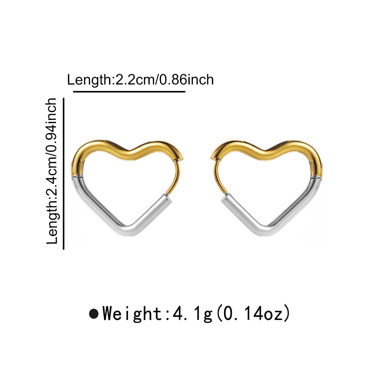 Orecchini geometrici minimalisti in acciaio inossidabile da donna con placcatura in oro e argento a forma di cuore e stella