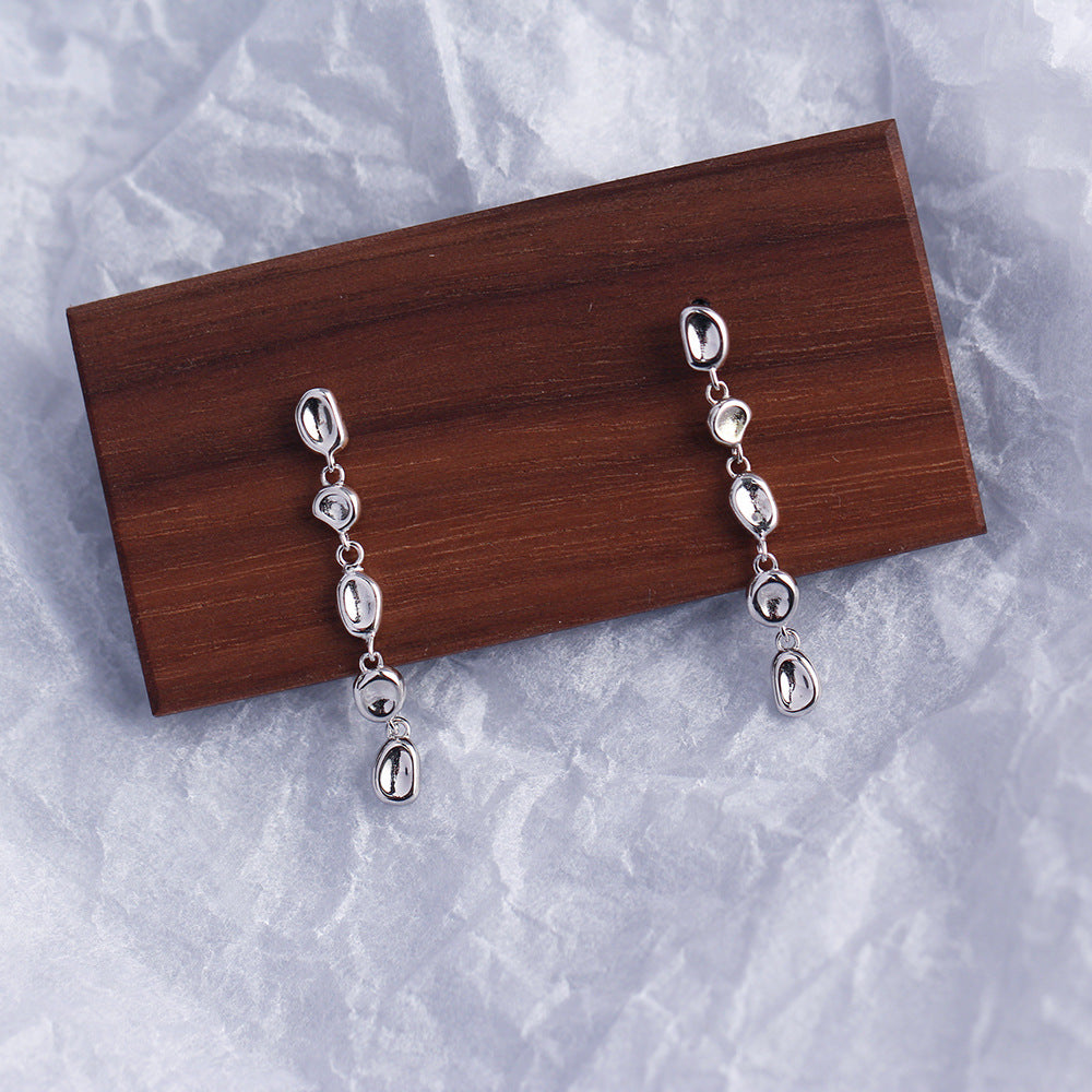 Pendientes colgantes geométricos de plata de ley S925 para mujer, estilo minimalista de moda, joyas chapadas, YHE0294