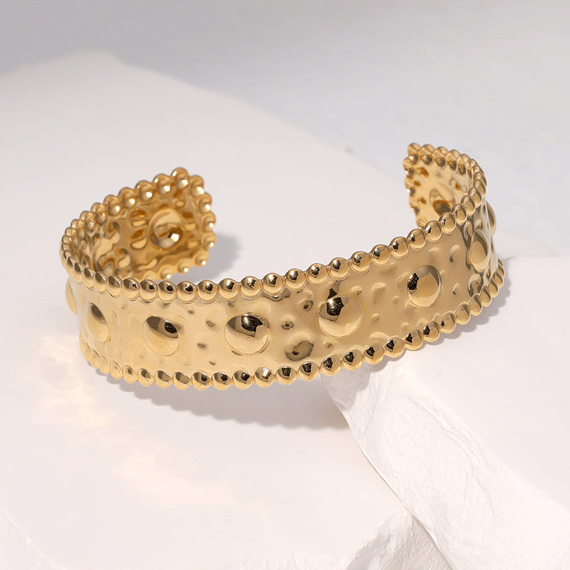 Minimalist Geometric 18K Gold Plated Stainless Steel Adjustable Open Cuff Bracelet