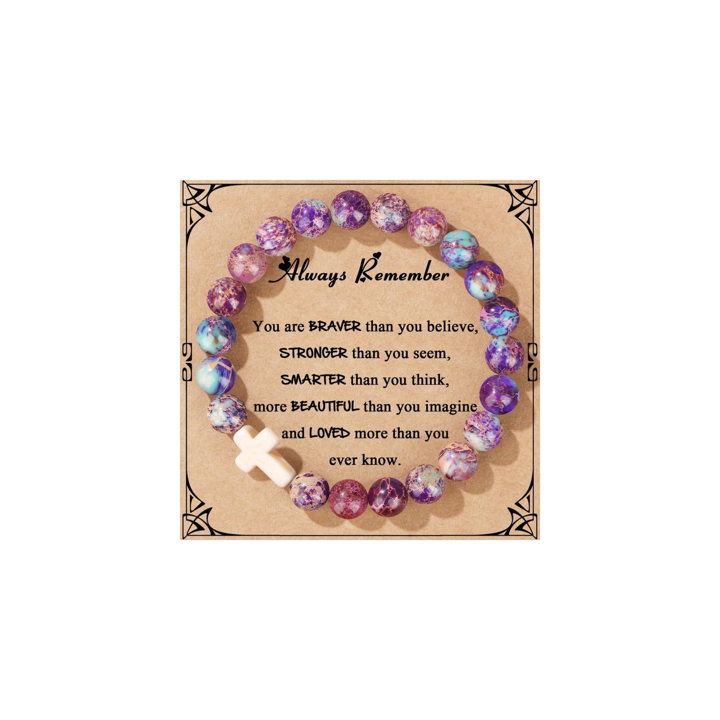 Vintage Bohemian 8mm Agate Cross Beaded Bracelet Unisex Religious Handmade Jewelry