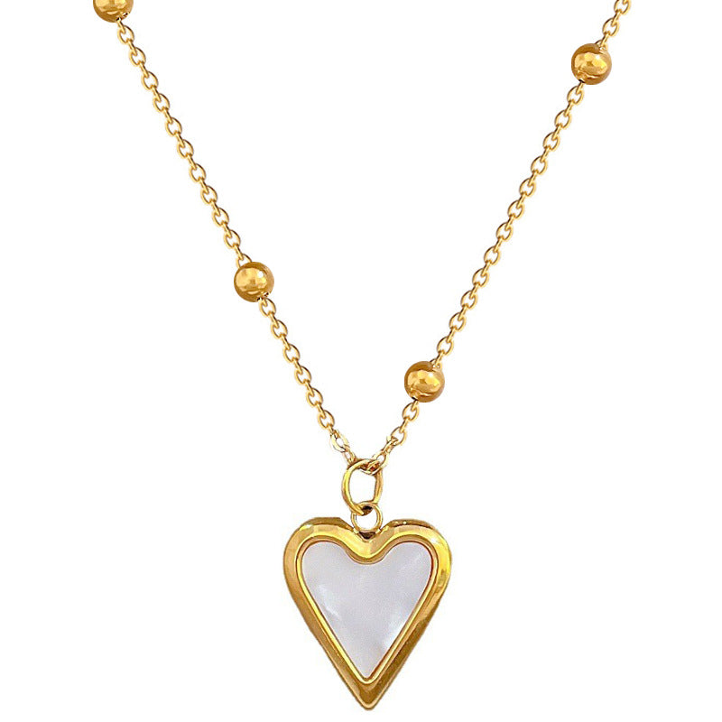 Collana con ciondolo a cuore minimalista in acciaio al titanio placcato oro per donna e uomo, stile medaglione a catena irregolare
