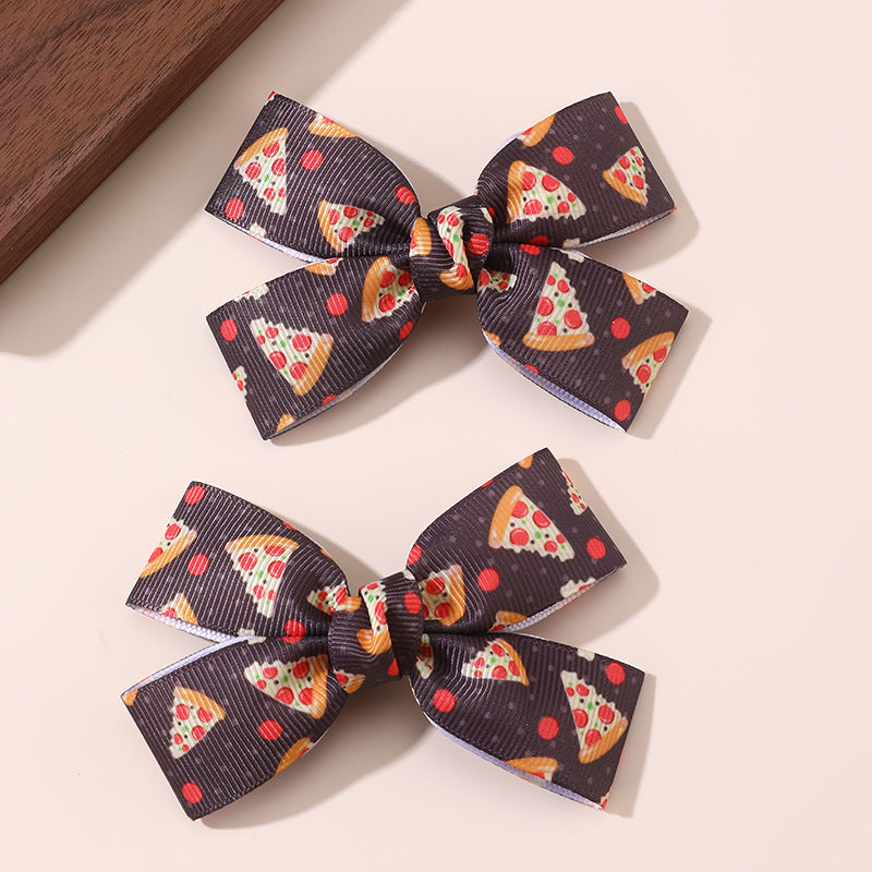Natural Style Bow-Shaped Polyester Hair Clip for Girls with Ruffled and Mesh Details, Duckbill Clip Design