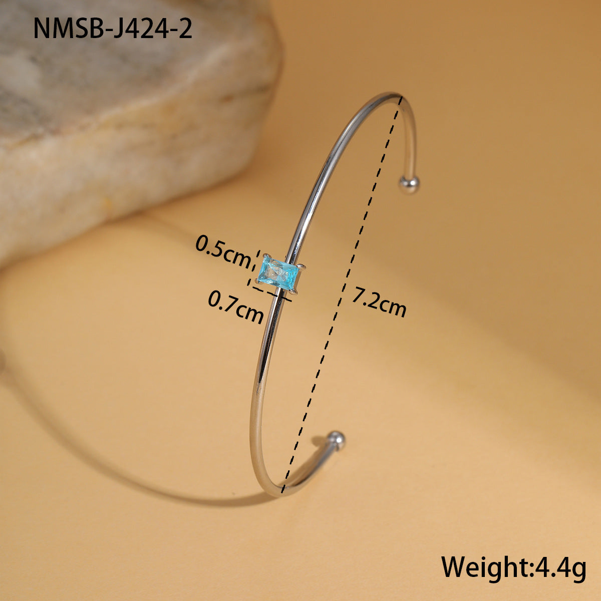 Bracciale alla moda geometrico in acciaio al titanio con intarsio di zirconi colorati da donna, gioiello anallergico placcato a mano