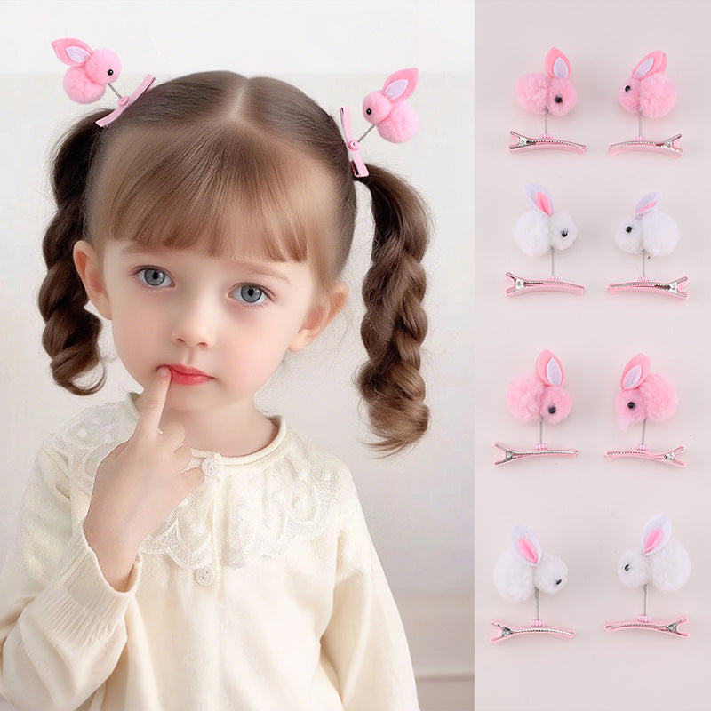 Fermaglio per Capelli a Coniglio Cartone Animato per Bambini - Accessorio per Capelli a Forma di Animale in Tessuto Felpato Stile Principessa con Rivestimento in Resina