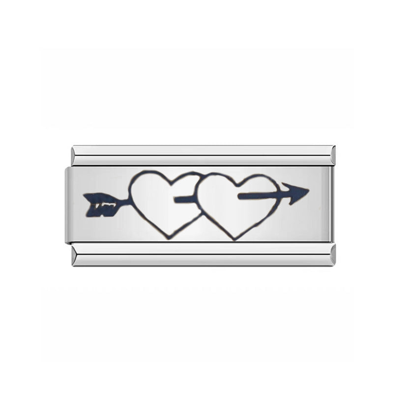 Minimalist Square Heart Modular Stainless Steel Plated Bracelet Unisex
