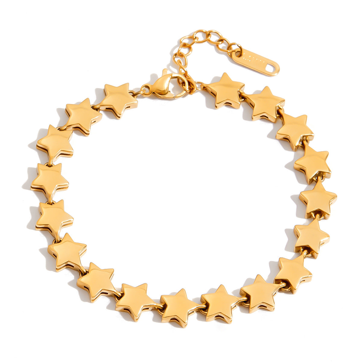 Minimalist Geometric Stainless Steel Bracelet with Star Accent for Women, Electroplated Luxury Stackable Jewelry