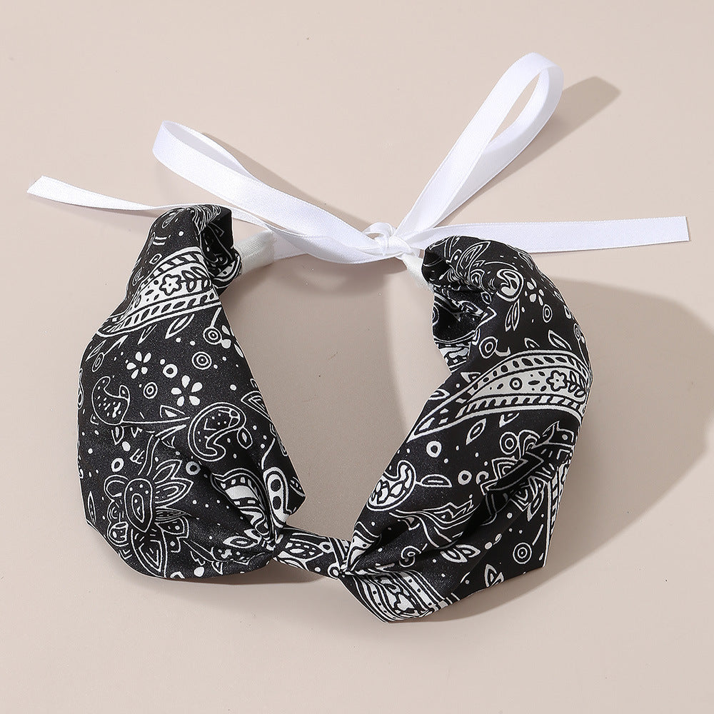 Vintage Ethnic Print Headband for Kids with Bow Design in Fabric Material Summer Fashion Hair Accessory