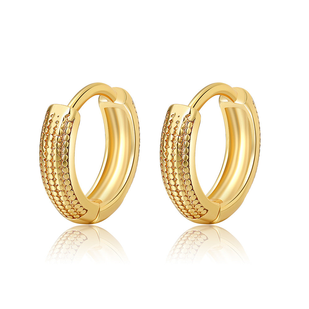 Hollow Floral Geometric Round Brass Plated Earrings for Women