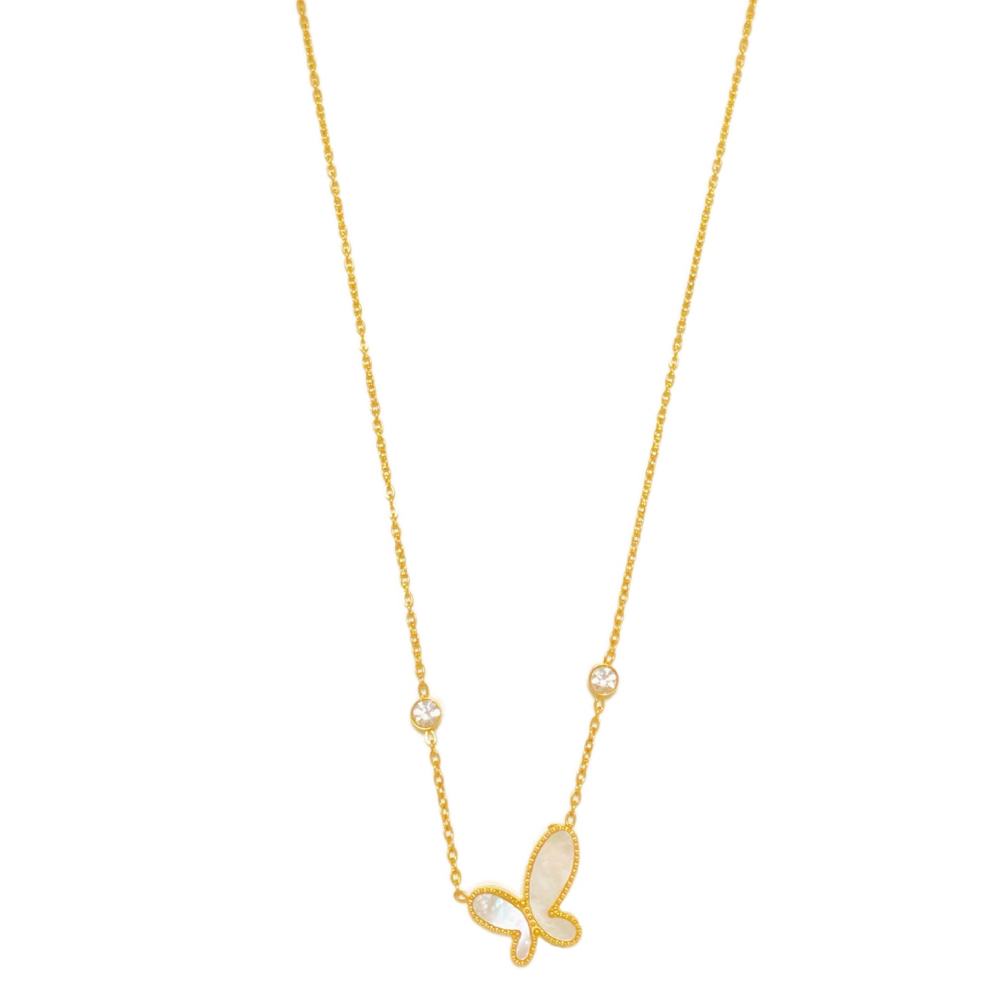 Elegant Gold Plated Titanium Steel Butterfly Necklace with Geometric Design