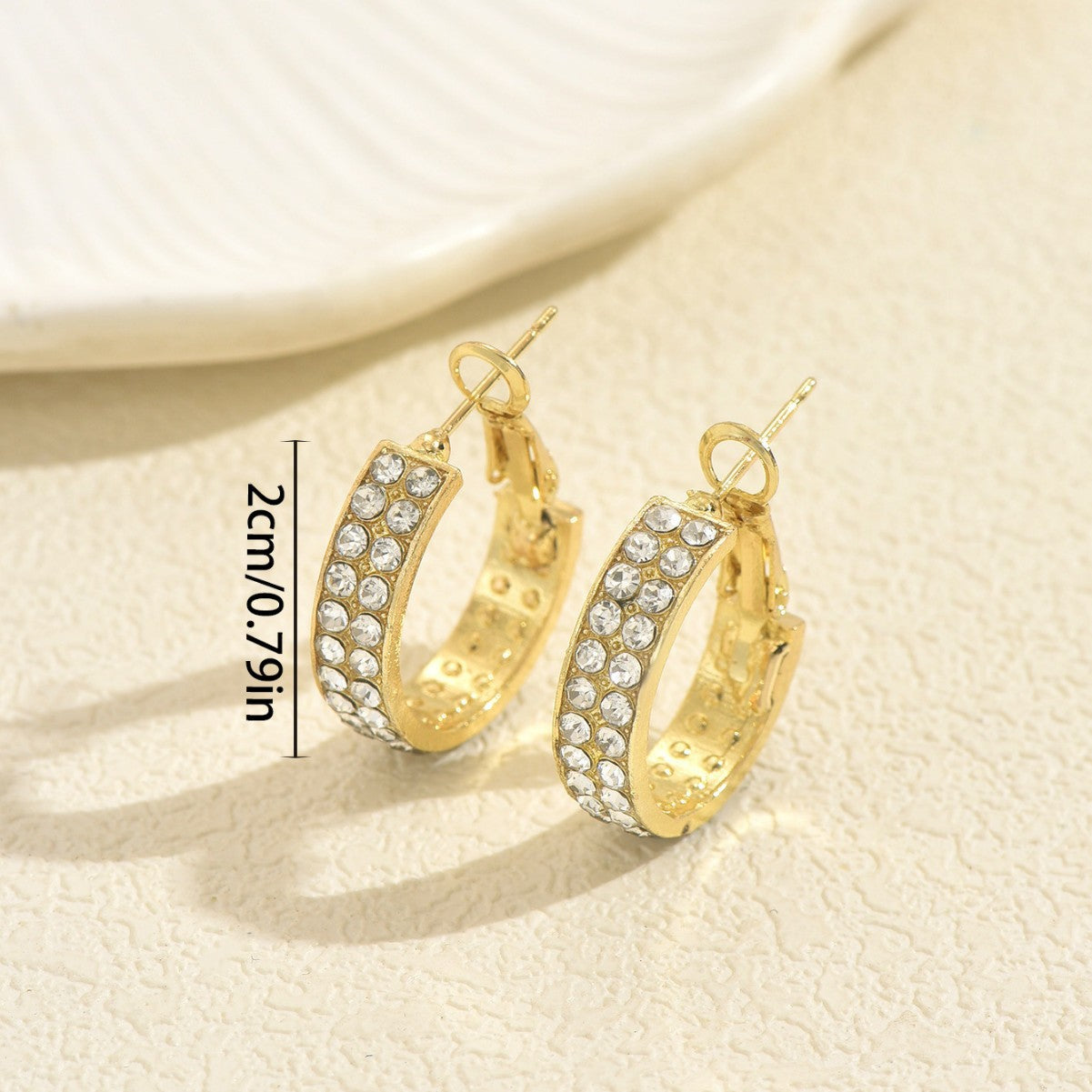 Minimalist Geometric Stud Earrings in Zinc Alloy with Paved Rhinestones for Women