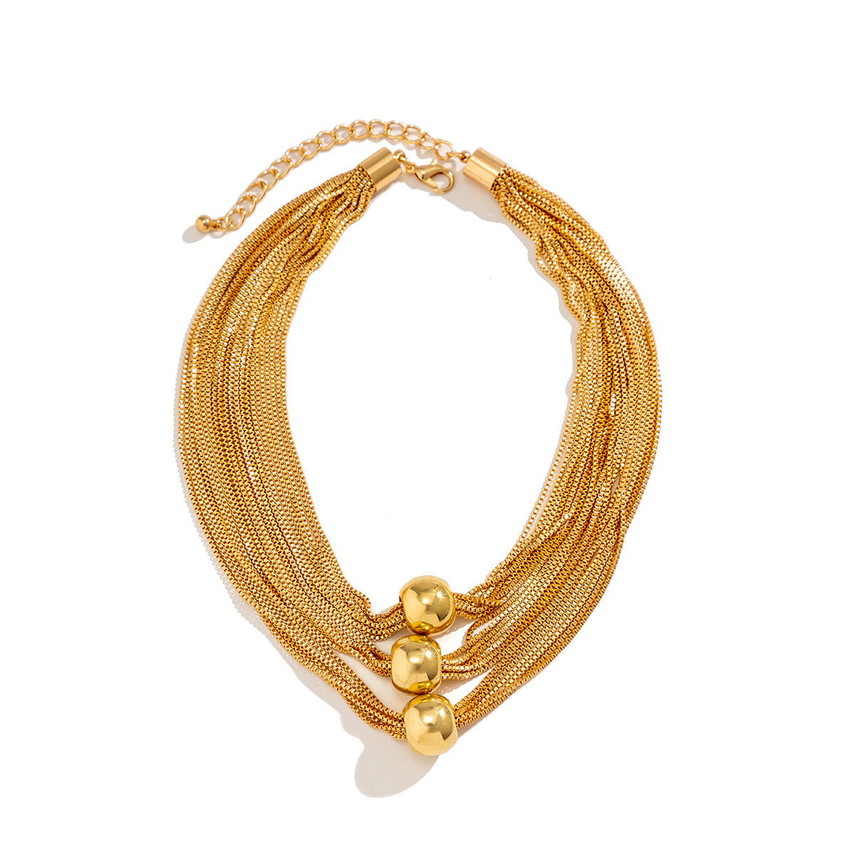 Collana con ciondolo a sfera geometrica minimalista in metallo da donna con finitura placcata e catena a maglie