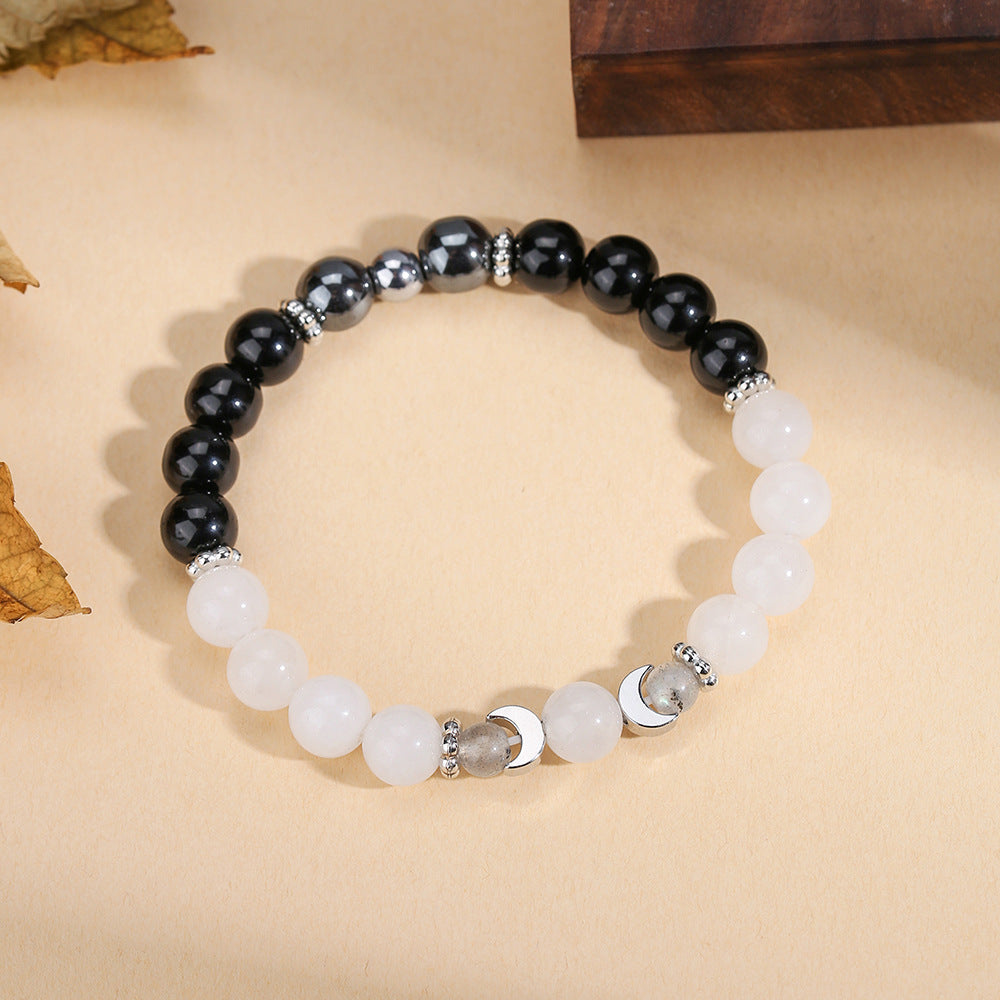 Minimalist Moon Cat's Eye Crystal Beaded Bracelet for Women