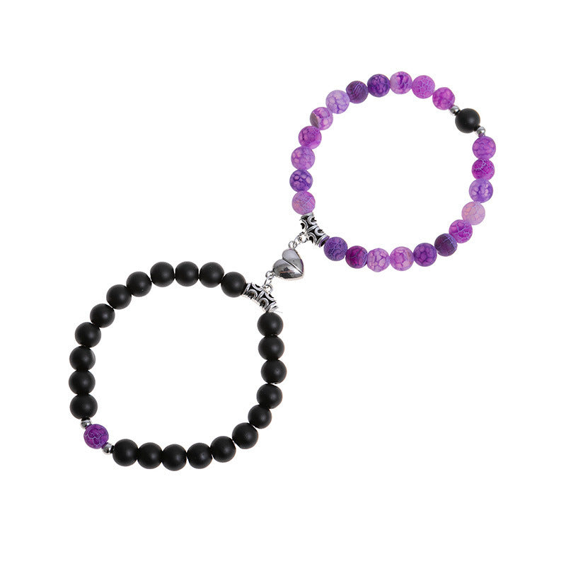 Minimalist Heart Agate Plated Bracelet Set for Unisex