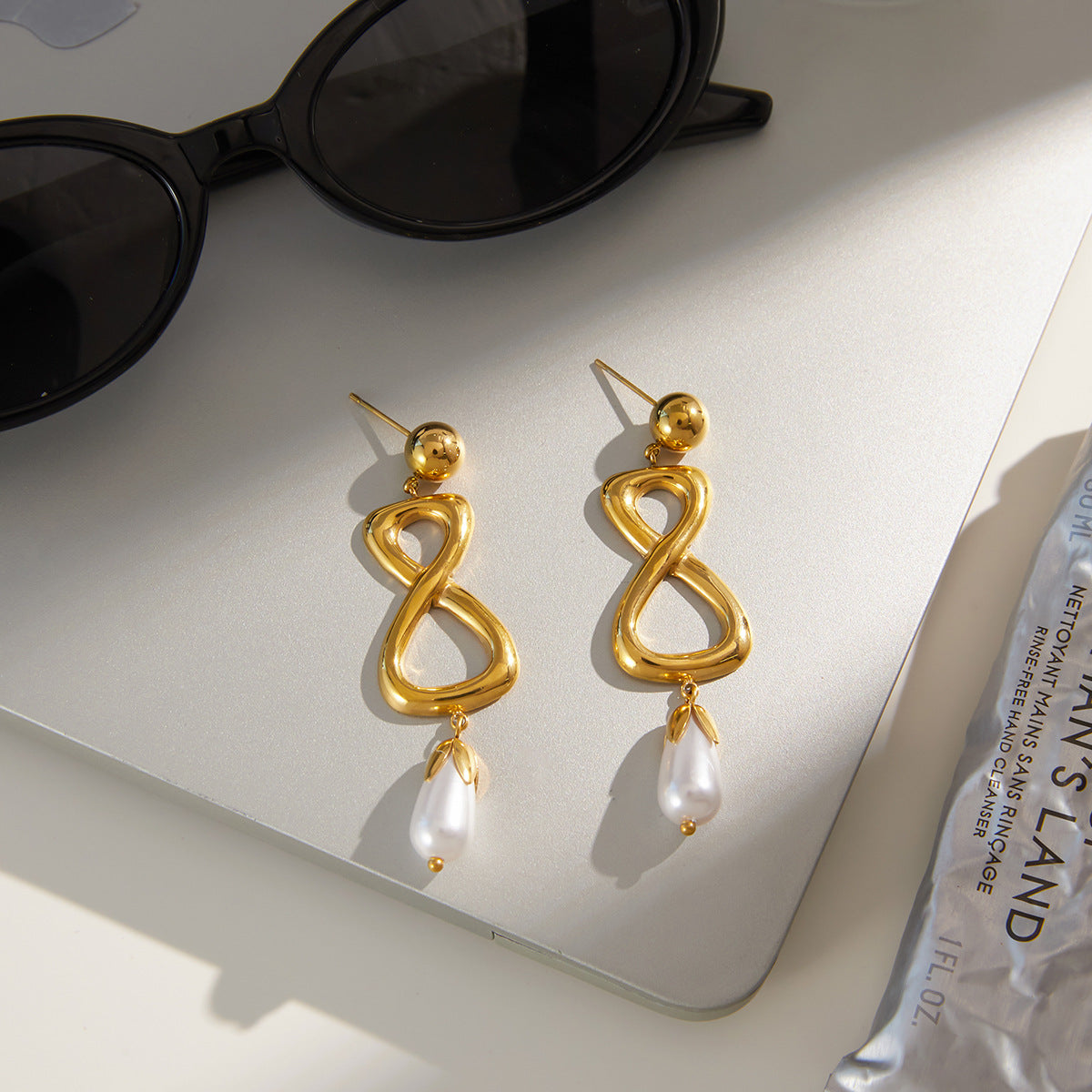 Pendientes geométricos de acero inoxidable con chapado de oro al vacío PVD para mujer, joyería de moda minimalista de lujo