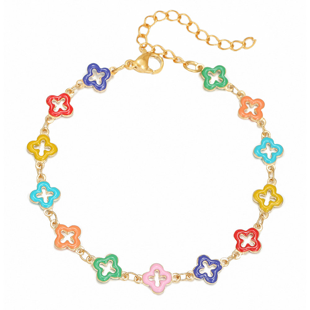 Drip Oil Geometric Stainless Steel Pendant Titanium Steel Ball Chain Necklace