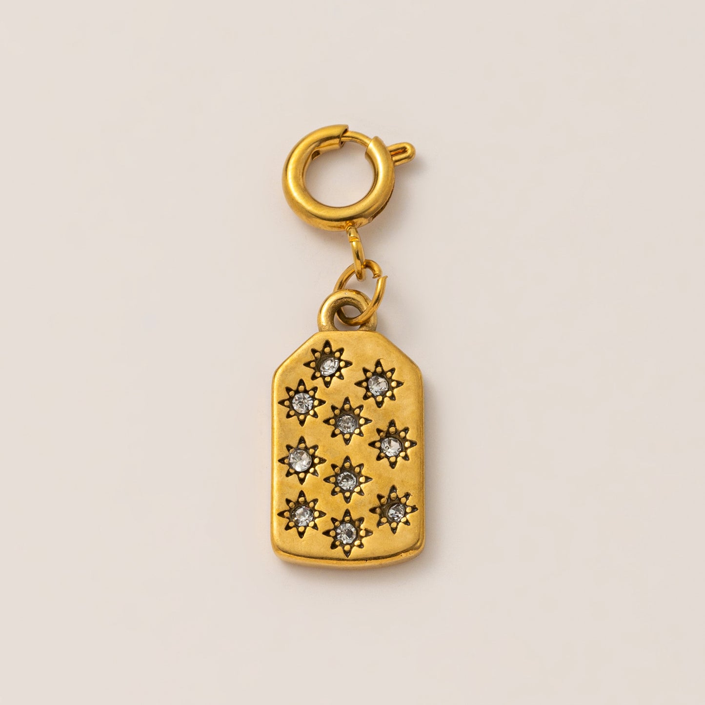 Vintage 18K Gold Plated Stainless Steel Moon Charm Bar PVD