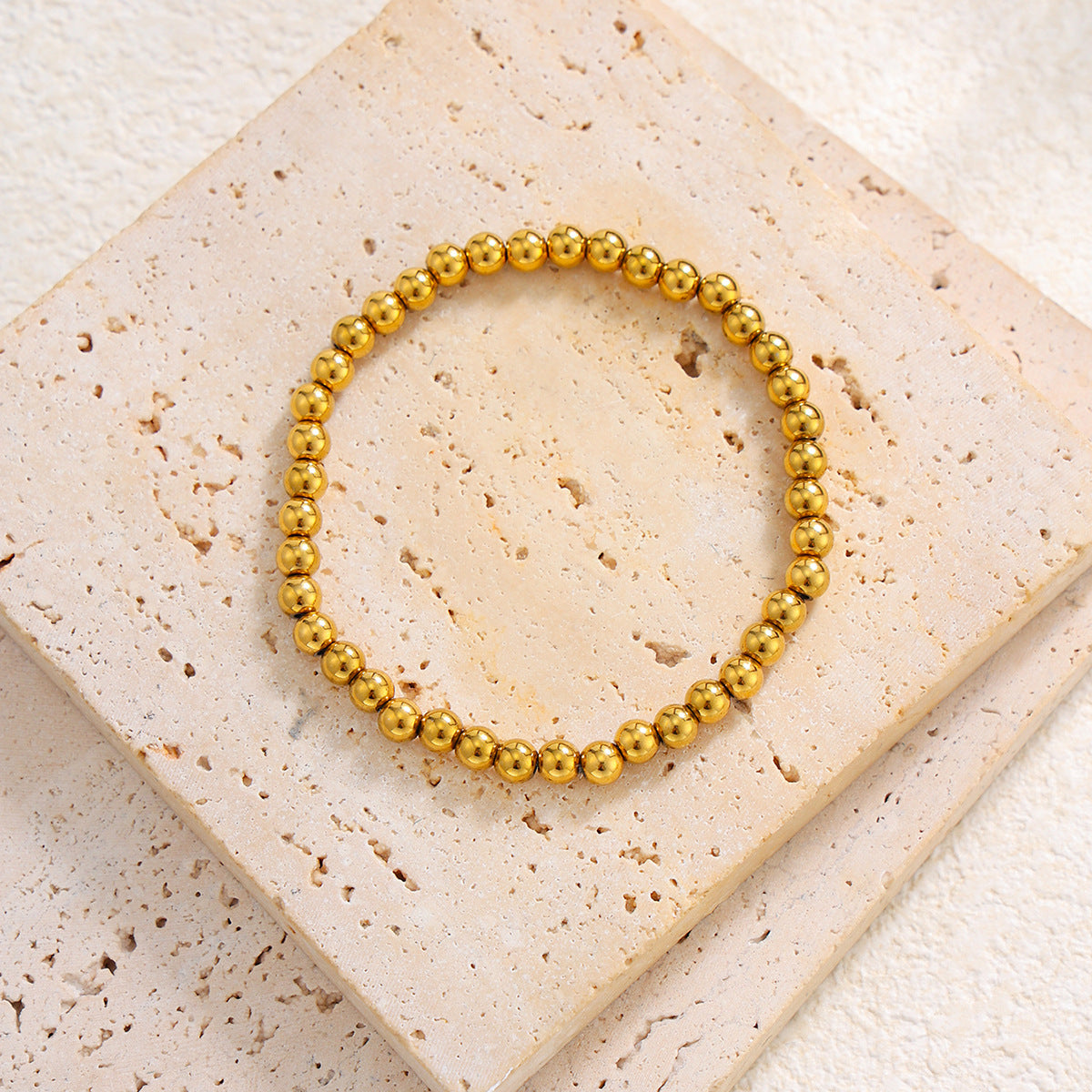 Elegant 18K Gold Plated Stainless Steel Bracelet with Cubic Zirconia Geometric Round Square Design for Women