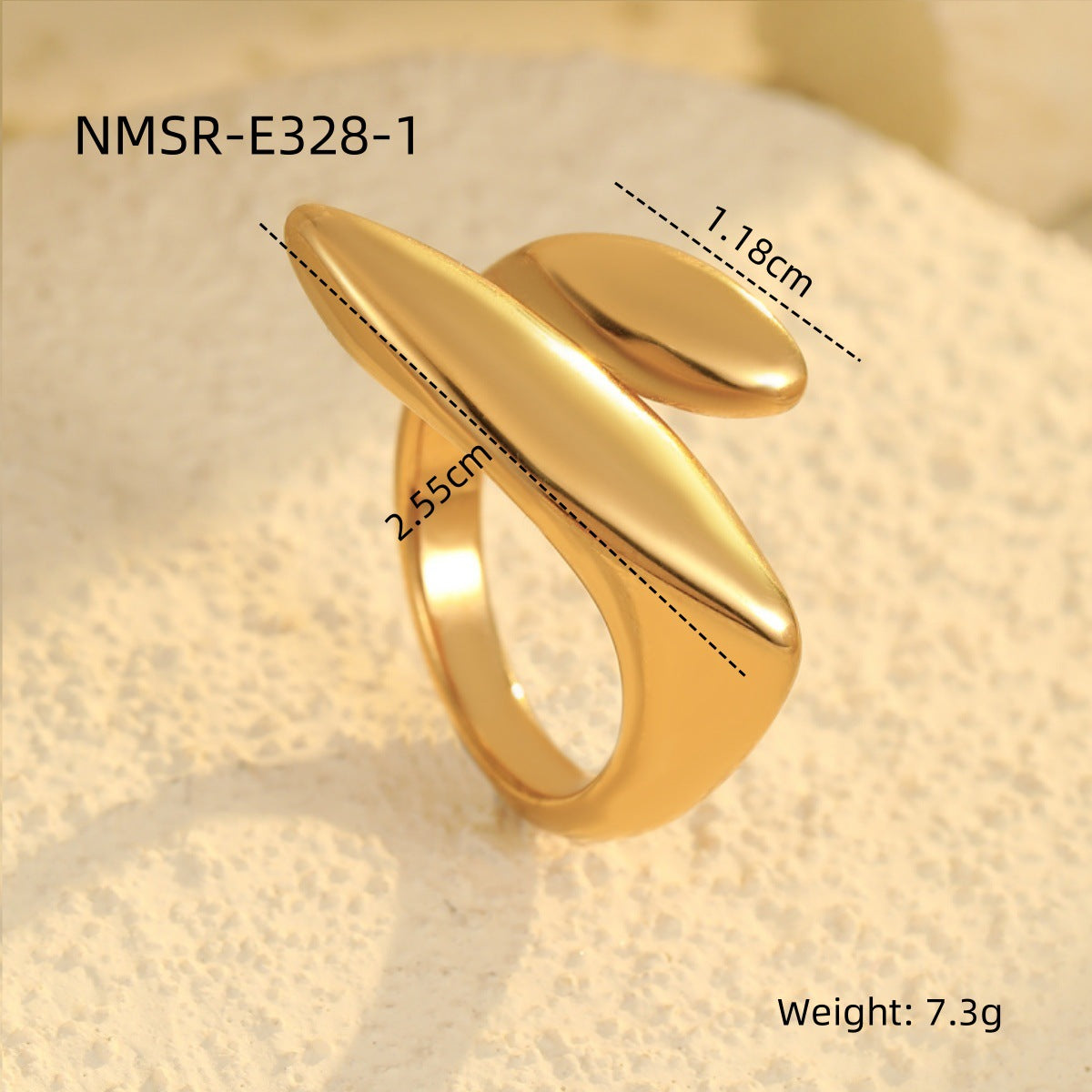 Anello Minimalista Geometrico da Donna in Acciaio Inossidabile con Finitura Galvanica, Design a Fascia Aperta Regolabile