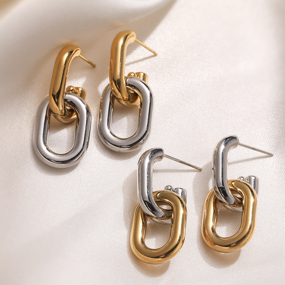 Minimalist Geometric 18K Gold Plated Stainless Steel Earrings for Women