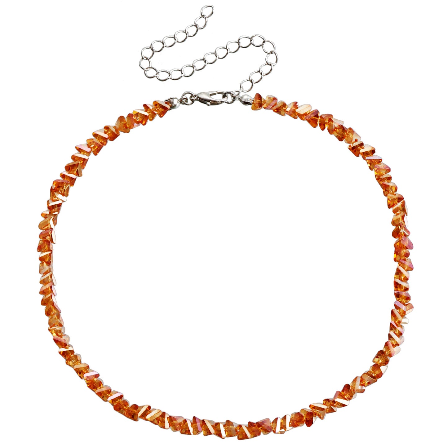 Collar de cuentas de cristal negro estilo geométrico para mujer con acabado chapado y diseño de cadena para clavícula