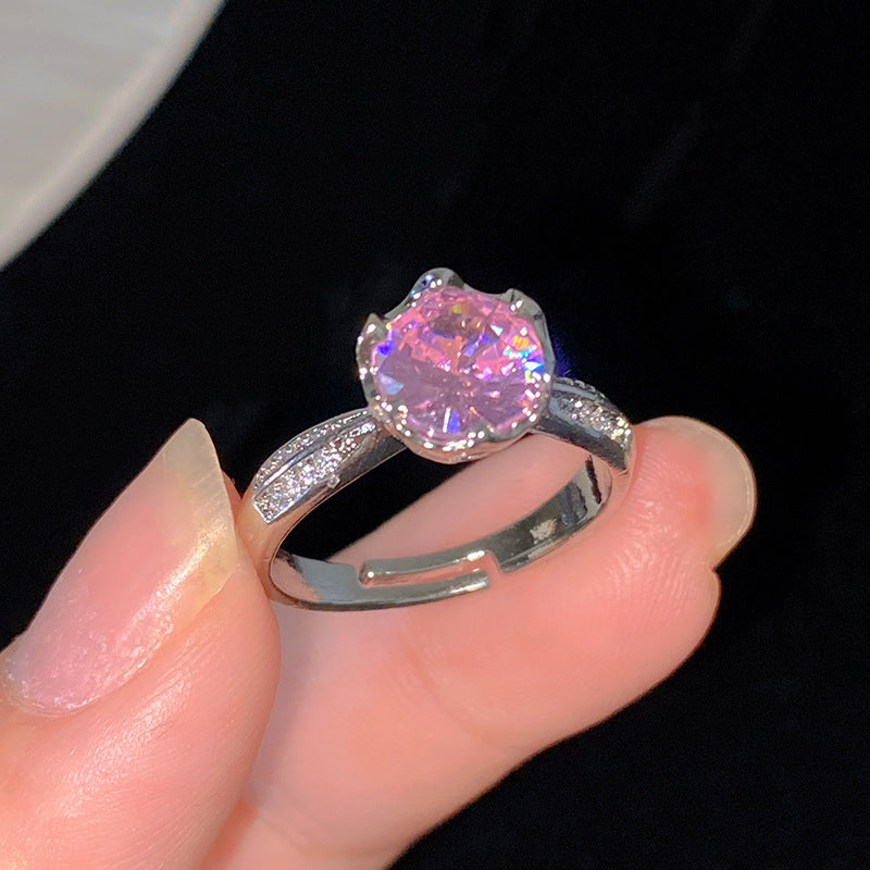 Sweet Cubic Zirconia Inlay Brass Bow Ring for Women